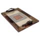 Wooden Tray With Brass Fish Handle & Tribal Plate