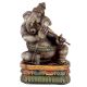 WoodenÂ Ganesha Playing Flute Statue
