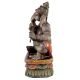 WoodenÂ Ganesha Playing Flute Statue