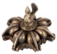 Brass Peacock Design Multi Compartment Kumkum Box