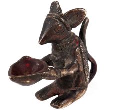 Brass Rat Holding Diya In Dark Finish