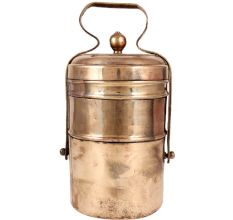 Two Tier Brass Tiffin Box With Locking System