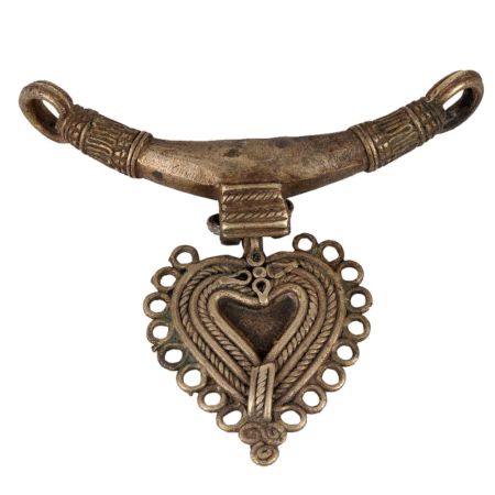 Brass Dhokra Heart Round Necklace