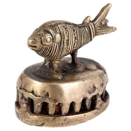 Old Fish Statue Foot Scrubber In Antique Finish