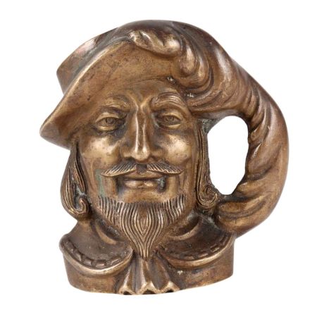 Brass Pirate Head  Pen Holder Mug In Antique Finish