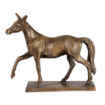 Brass Prancing Horse Statue With Intricate Design