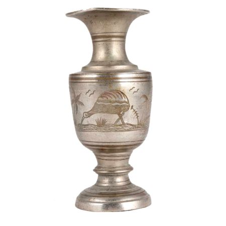Brass Flower Vase With Bird Coconut Tree Motif