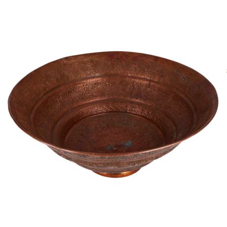 Persian Style Red Copper BowlÂ With Floral Engravings