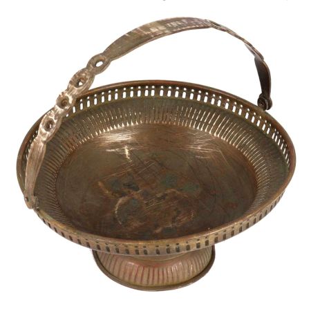 Brass Pooja Flower Basket With Handle