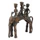 Three Tribal Riders On Elephant Dhokra Art