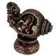 Brass Ganesha Sitting in a Conch In Black Finish