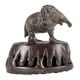 Brass Elephant Statue Atop Foot Scrubber In Dark Finish