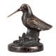 Brass Perched Bird on Log Statue  In Dark Finish