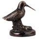 Brass Perched Bird on Log Statue  In Dark Finish