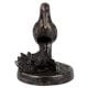 Brass Perched Bird on Log Statue  In Dark Finish