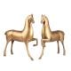 Two  Brass Running Horses Statues