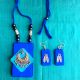 Blue MetallicÂ NeckpieceÂ WithÂ EarringsÂ Set