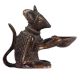 Brass Rat Holding Diya In Dark Finish