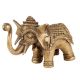 Brass Elephant Statue With intricate Carving Trunk Up