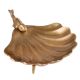 Brass Scalloped Shell Trinket Dish With Fish Motif