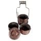 Copper Lunch Box Embossed  Four Compartments Tiffin Box