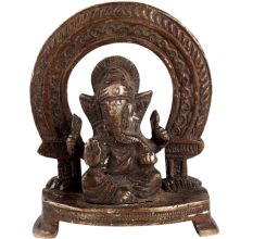 Brass Ganesha Statue On Chowki And Arch