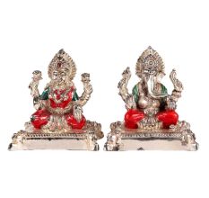 Copper Laxmi Ganesh Murti Pair Color And  Silver Finish