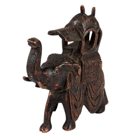 Brass Elephant With Howdah Art Statue