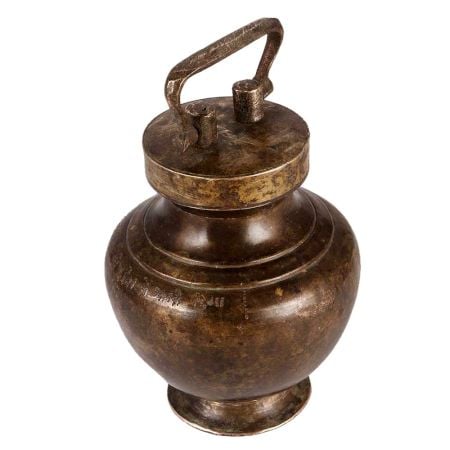 Brass Kamandal Pot In Antique Finish