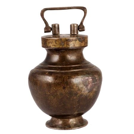 Brass Kamandal Pot In Antique Finish