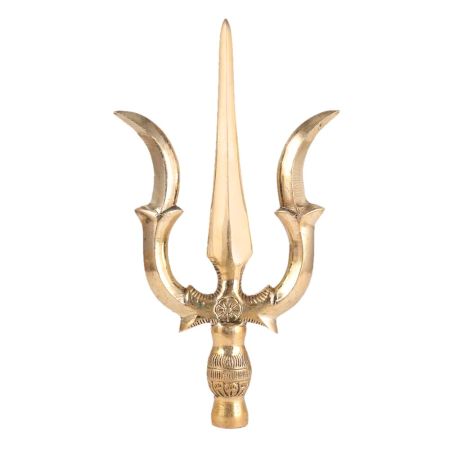 Brass Trishul with Damru  Statue