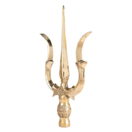 Brass Trishul with Damru  Statue