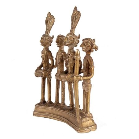 Folk Art Brass Figurines With Tribal Dance Themes