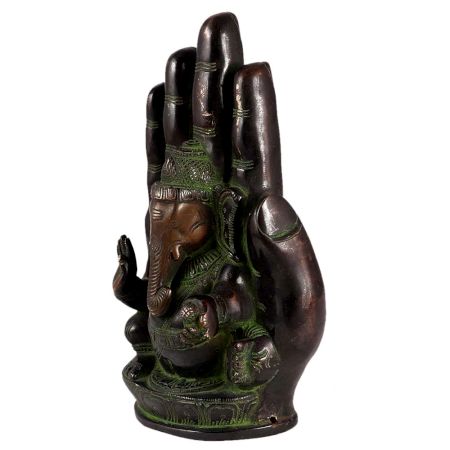 Brass Ganesha Idol Embossed On Hand Design