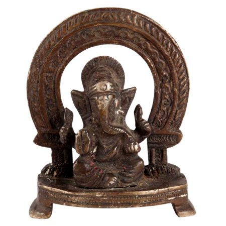Brass Ganesha Statue On Chowki And Arch