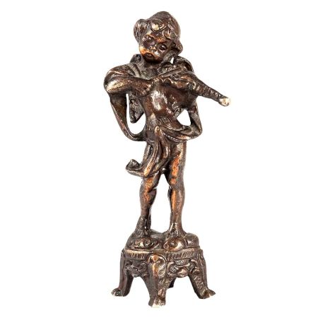 Brass Cherub Statue Playing Violin