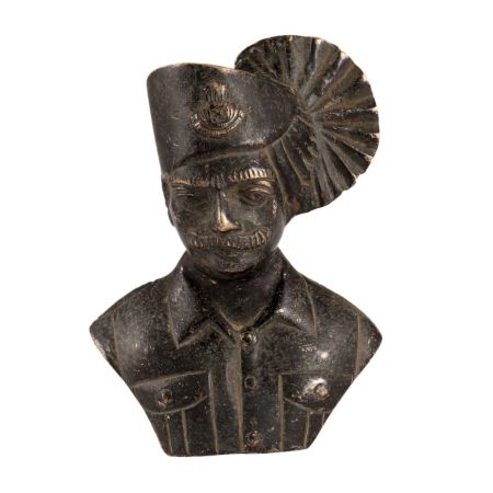 Brass Indian Soldier Bust in Uniform with Turban