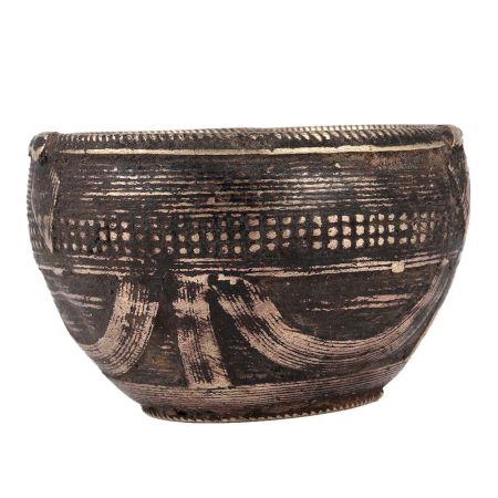 Brass Dhokra Rice Measuring Pot In Dark Finish
