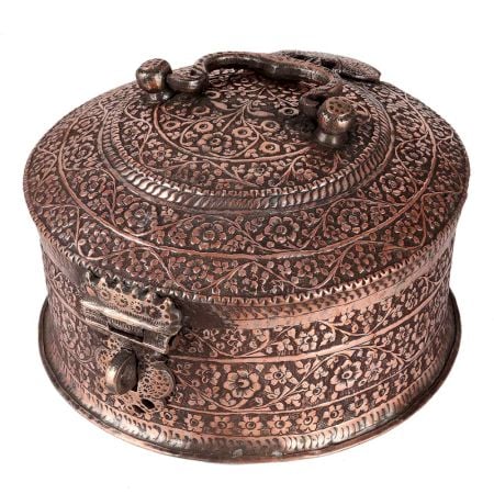 Copper Round Box With Handle