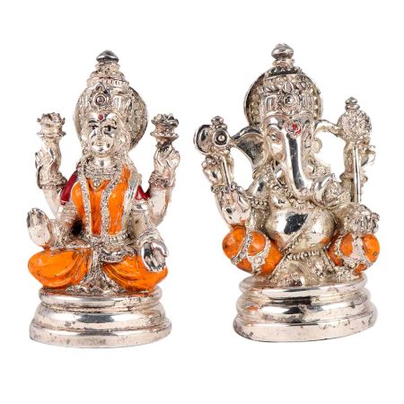 Lakshmi Ganesha Murti in Copper And Silver