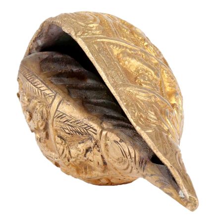 Brass Shankh With Ganesha Carving