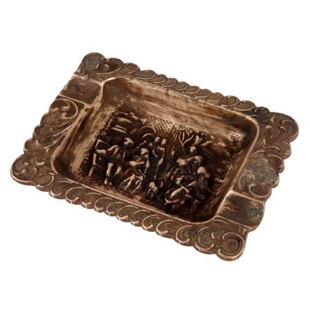 Brass Tray With Village Scene