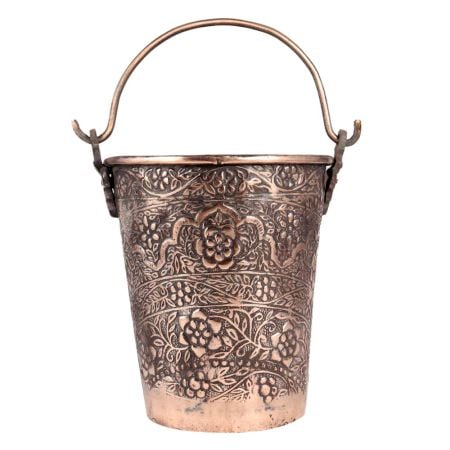Repouse Floral Design Copper Bucket