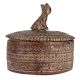 Brass Dog Round Storage Box With Fine Carvings
