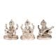Copper Idols Of Goddess Saraswati Lakshmi and Lord Ganesh In Silver Finish