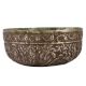 Metal Bowl With Carved Flower And Leaves Design