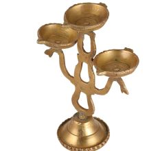 Brass 3 Branch South Indian Oil Lamp