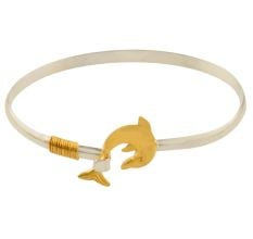 Dolphin Closure 92.5 Sterling Silver Bangle Bracelet