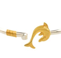 Dolphin Closure 92.5 Sterling Silver Bangle Bracelet