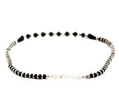 92.5 Sterling Silver Nazariya Bracelet With Black Beads